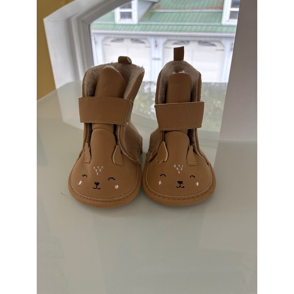 Carter’s Baby Girl Bunny Boots – Size 6–9 Months – Tan Faux Fur Lined
